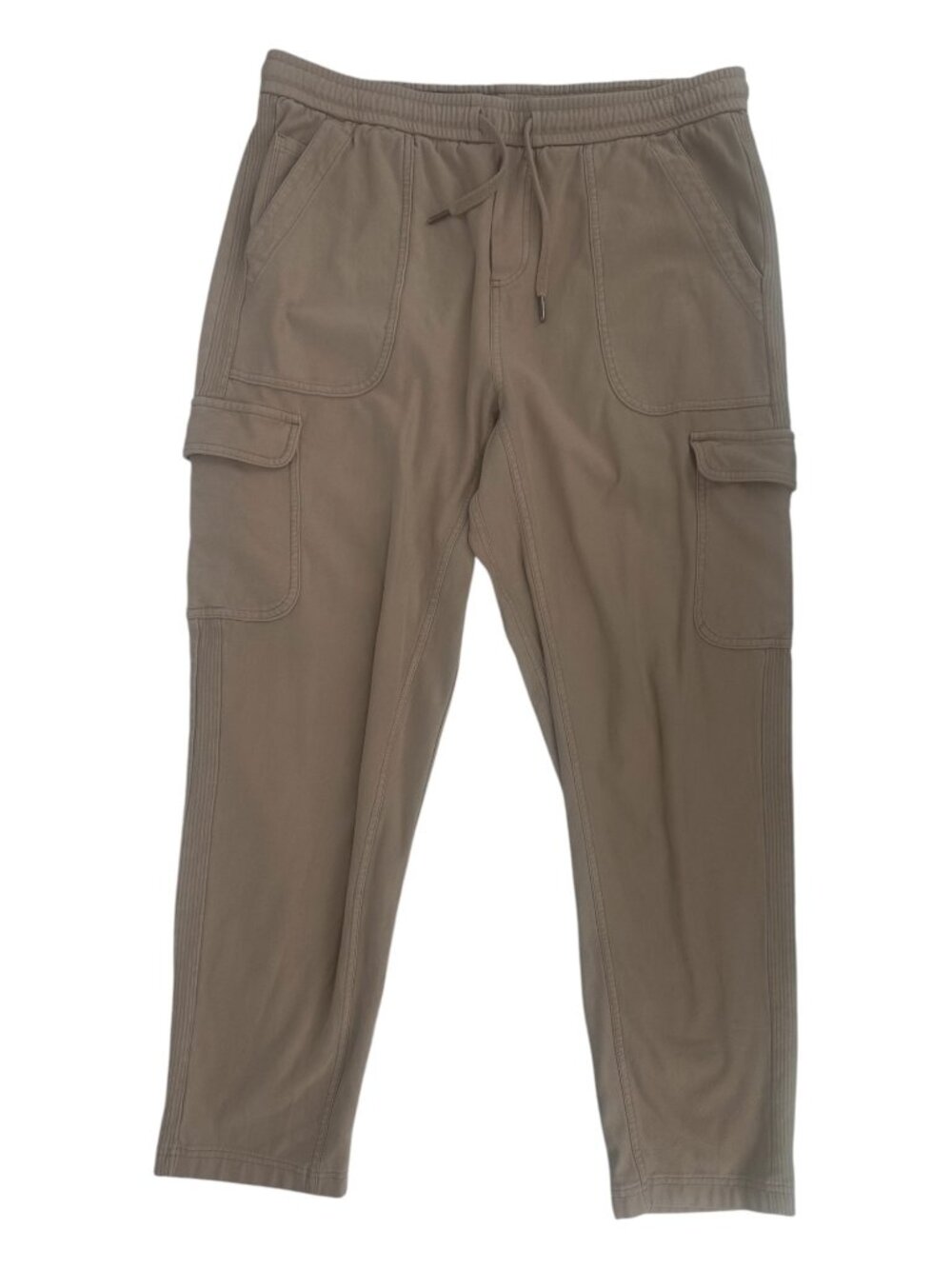 Athleta Farallon Women's Cargo Crop Pants 10 Tall Taupe Stretch Cotton Utility